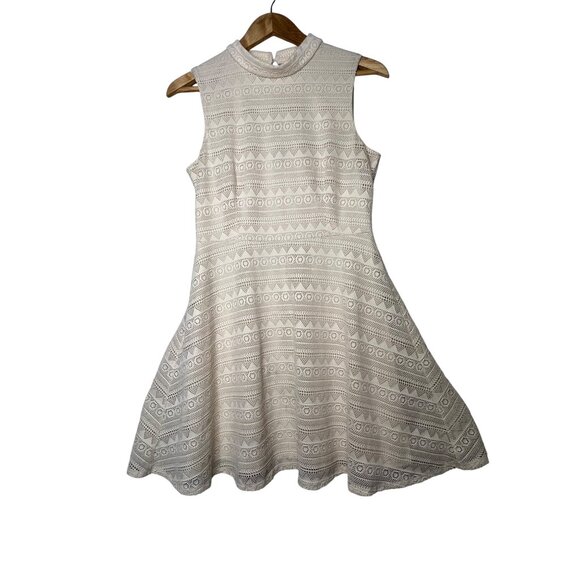Papaya Size L Sleeveless Ivory Crochet Fit & Flare Dress Back Zipper Closure - Picture 1 of 16